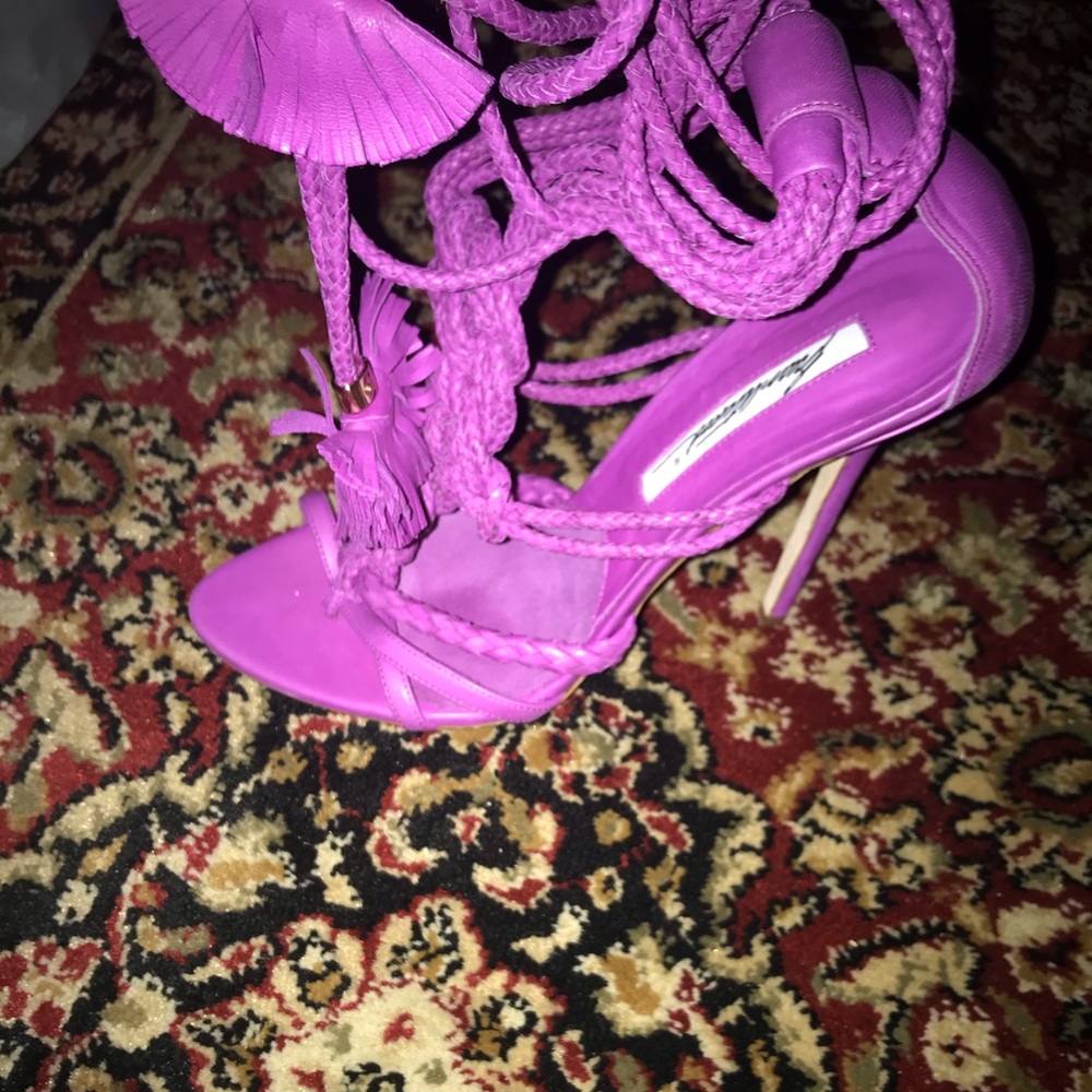 Brian Atwood pink Yuna leather heels